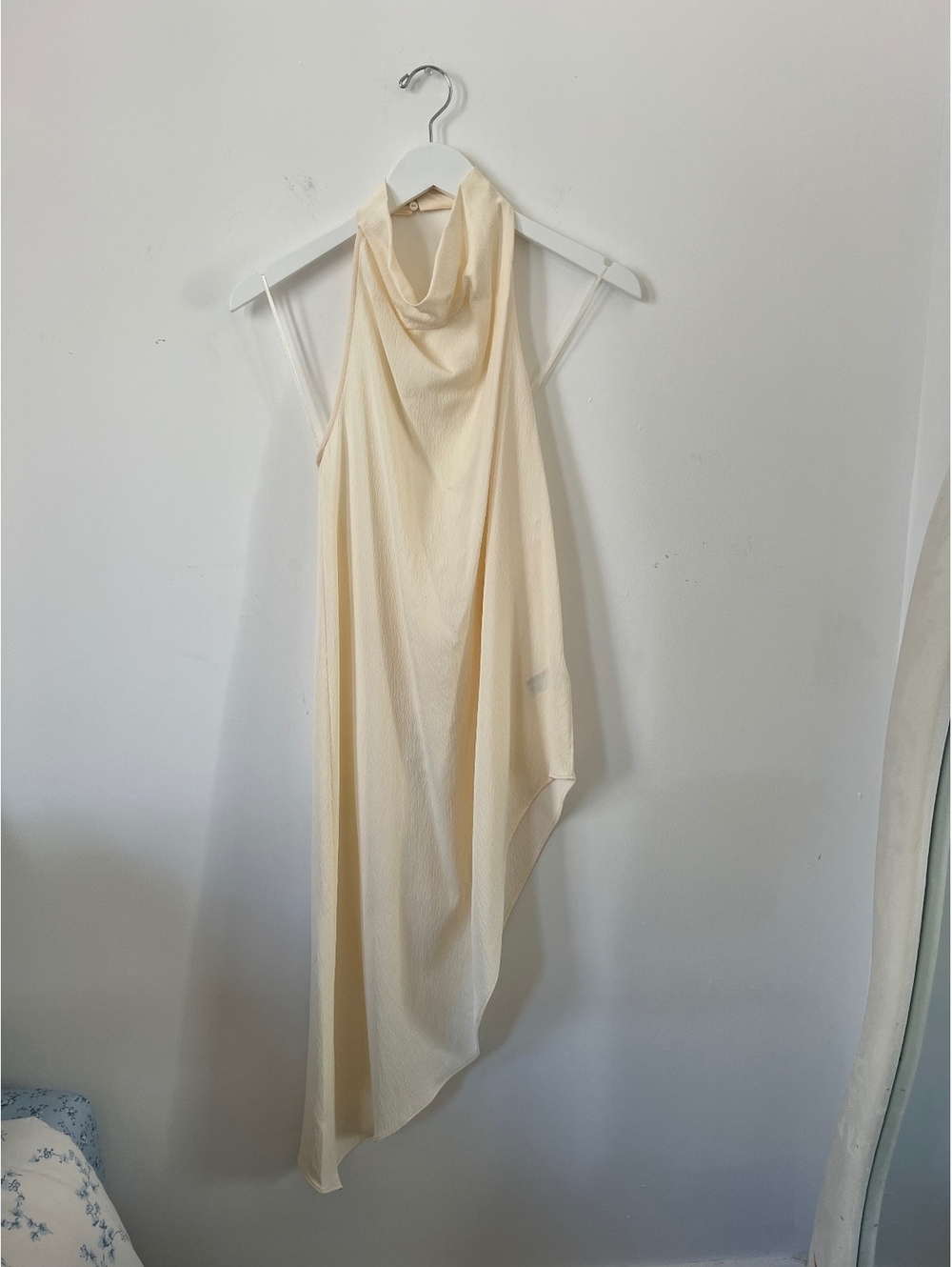 Zara Cream Draped Asymmetrical Dress